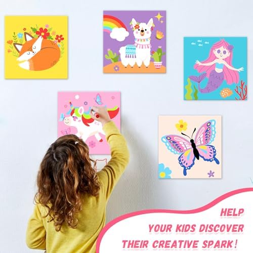 goldentime Kids Paint by Number Kits Including 6 Pre-Drawn Canvas for Painting, 6 Brushes 17 Paints and 2 Easels, Perfect Art Painting Kit, Arts and Crafts Painting for Kids Ages 8-12 - Image 6