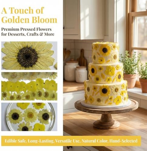 Natural Dried Pressed Mix Flowers Leaves , 41 Pieces, Many Varieties, for Cake Decorating, Jewelry Making DIY Art Crafts, Candle Making, Nails Décor, Soap Making, Phone Case (Yellow Flower) - Image 4