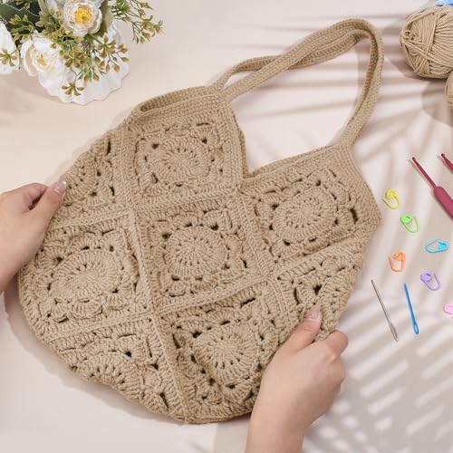 FREEBLOSS DIY Crochet Bag Kit for Beginners with Step-by-Step Video Tutorials DIY Shoulder Bag Crochet Kit Adult Crafts Projects for Women - Image 4