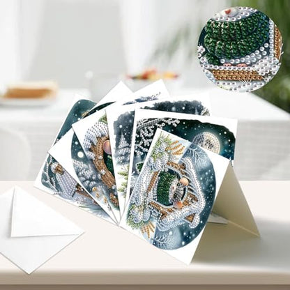 antor 6 Pack Christmas Diamond Art Cards with Envelopes, DIY Special Shaped Rhinestone Diamond Painting Greeting Card Kit, Winter Mouse Design for Adults Holiday Craft - Image 4