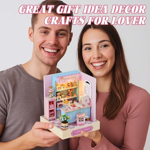 Kisoy Dollhouse Miniature with Furniture Kit, DIY 3D Wooden DIY House Kit with Dust Cover,Handmade Tiny House Toys for Teens Adults Gift (Yummy Candy) - Image 4