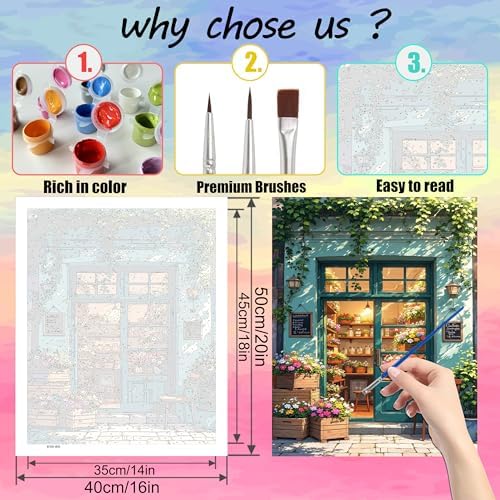 Ycydilirab Flower Store Paint by Numbers Kit for Adults - Flower Store Adult Paint by Number Kits,Paint by Number for Adults Wall Art Decor 16×20 Inch - Image 5