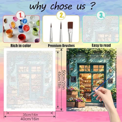 Ycydilirab Flower Store Paint by Numbers Kit for Adults - Flower Store Adult Paint by Number Kits,Paint by Number for Adults Wall Art Decor 16×20 Inch - Image 5