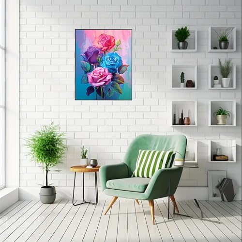 MaiMMaledy Paint by Numbers Kit for Adults Beginners Canvas Pictures with Framed Drawing Painting Acrylic Pigment with Wooden Triangle Easel Rose 8Wx12L inch - Image 4