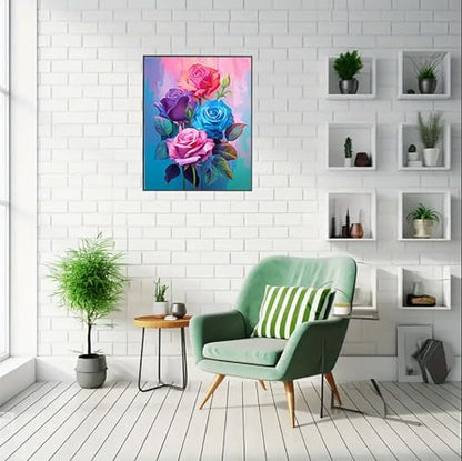 MaiMMaledy Paint by Numbers Kit for Adults Beginners Canvas Pictures with Framed Drawing Painting Acrylic Pigment with Wooden Triangle Easel Rose 8Wx12L inch - Image 4