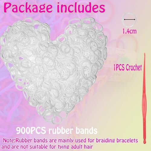 Loom Rubber Band Refill, White 900 Pcs. - Image 2