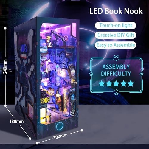 DIY Book Nook Kit,New DIY Dollhouse Booknook Bookshelf Insert Decor,3D Wooden Puzzles with LED,Book Nook Miniature Kit,Birthday Easter Home Decor for Teens Adult-Endless Dimensions - Image 3
