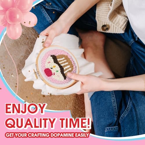 yuegool 6PCS Punch Needle Coaster Kit,Easy DIY Embroidery Set for Beginners, Kids & Adults with Patterns, Tools, Yarns, Hoop, Instructions & Coaster Holder - Image 3