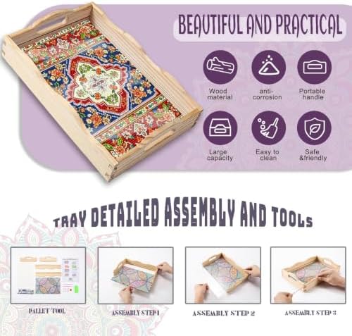 EWJRNSF Diamond Art Kits for Adults Wooden Serving Trays with Handles - Image 3