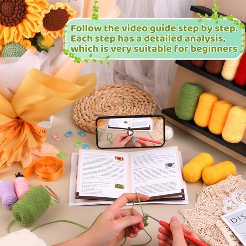 Iuuidu Crochet Kit for Beginners, Sunflower Crochet Flower Bouquet Kit - Image 3