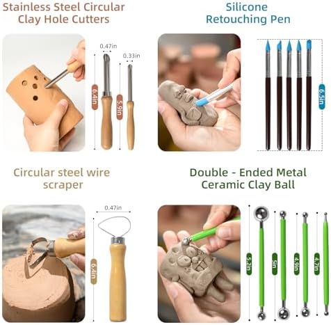 Mepubby 44 Pcs Pottery Tools，Clay Tools Set for Carving, Shaping, Molding - Image 3