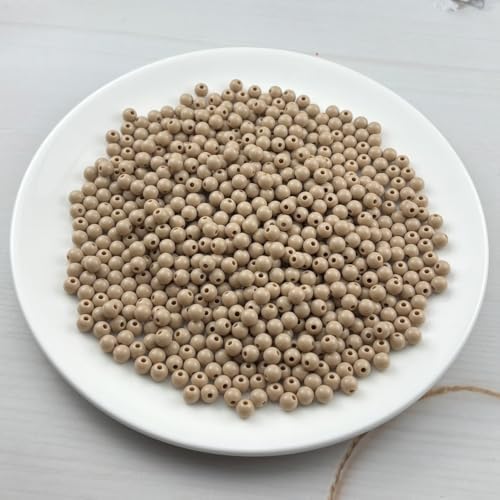 700pcs Acrylic Round Beads for Crafts 6mm Resin Candy Color Spacer Beads with Hole for Jewelry Making Sewing Crafts Decoration Necklaces Bracelets Earrings Supplies(Light Brown) - Image 2