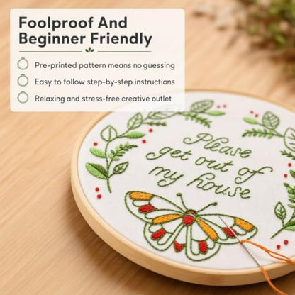 FUNATIC Please Get Out of My House Funny Embroidery Kit for Adults - Image 4