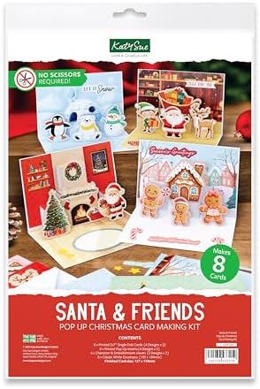 Katy Sue Santa & Friends Pop Up Christmas Card Making Kit. Makes Eight 5 x 7 Inch Christmas Cards. Kit Contains Cards, Pop Up Inserts, Envelopes, Instructions & Embellishments. by KatySue