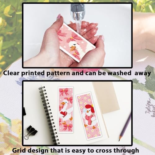ACRNIGHEET 6PCS Cross Stitch Bookmark Kit for Beginner Cute Goose Stamped Cross Stitch Kits Needlepoint Kit for Adults DIY Tassel Embroidery Bookmark Kits with Instructions Craft Gift 8.5"x3" 11CT - Image 3