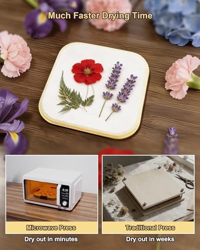 NEIGIKI Microwave Flower Press Kit, 9" Fast-Drying Flower Pressing Kit with Reusable & Washable Cloth, Vibrant Color Retention for Crafts Pressed Flowers, DIY Arts, Great Gifts for Adults & Kids - Image 3