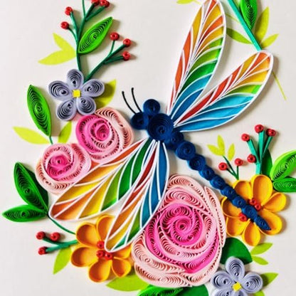 Quilling Cards, handmade card, quilled cards with Dedicated Paper, quilling birthday cards for women or all occasions: Mother's day, Greeting card, Birthday... daisy bouquet (Flowers with dragonfly) - Image 2