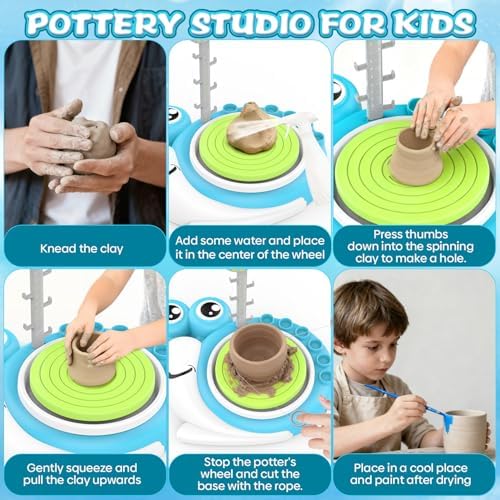 DCVREDF Pottery Wheel for Kids with 3 Clay Kits & Painting - Image 2