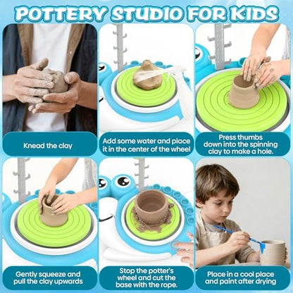 DCVREDF Pottery Wheel for Kids with 3 Clay Kits & Painting - Image 2