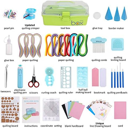 JoyPlus Quilling Kits for Beginners with Manual, 24 Tools & Supplies with Durable Storage Box, Updated Paper Crimper Tool, Premium Husking Board & Electronic Pen Green - Image 5