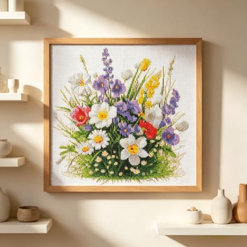 Flower Stamped Cross Stitch Kits for Adults Beginner Needlepoint Art Craft - Image 2