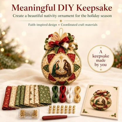 Christmas Nativity Patchwork Ornament DIY Kit, Handmade Quilted Fabric - Image 6
