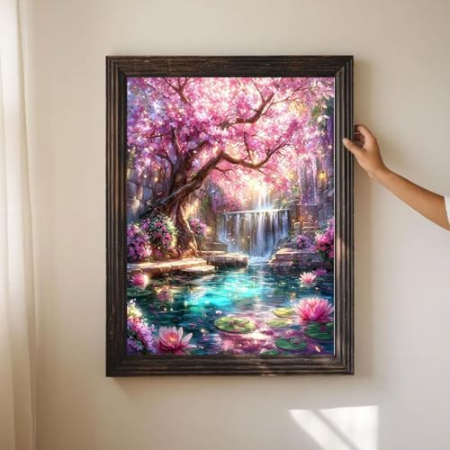ICYANART Dream Tree Paint by Numbers Kit for Adults, Fantasy Waterfall Pink - Image 3