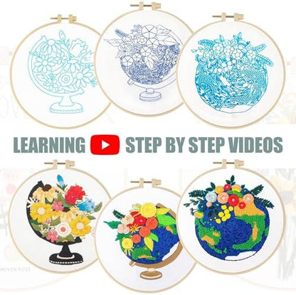 LX LERMX Embroidery Kits for Beginners, Adult Starter Cross Stitch Kit Needlepoint Complete DIY Kit with Unique Patterns, Hoop, Colorful Threads, Tools, Step by Step Instructions & Video Tutorial - Image 2