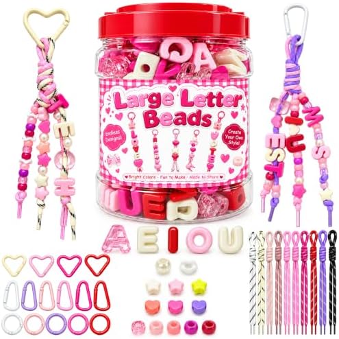 Kasmena 430Pcs Chunky Large Letter Beads DIY Keychain & Bracelet Making Kit by Kasmena