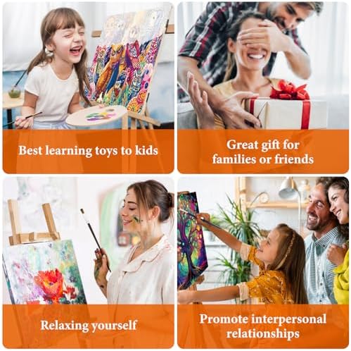 4 Pack Framed Paint by Numbers Kit for Adults with Wooden Easel 8x12 Inch - Image 7
