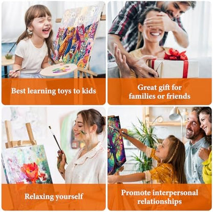 4 Pack Framed Paint by Numbers Kit for Adults with Wooden Easel 8x12 Inch - Image 7