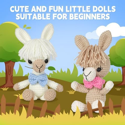 MOREJMTT Crochet kit for Beginners，Knitting kit，Equipped with Step-by-Step Video tutorials, Adult Junior Crochet Kits,Crochet Animals kit(2pack Alpaca) - Image 4
