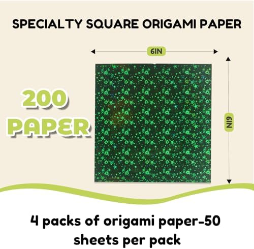 JoyCat Specialty Origami Paper Kit, 200 Assorted Finish Sheets, 6x6 Inch - Image 6