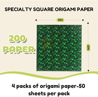 JoyCat Specialty Origami Paper Kit, 200 Assorted Finish Sheets, 6x6 Inch - Image 6