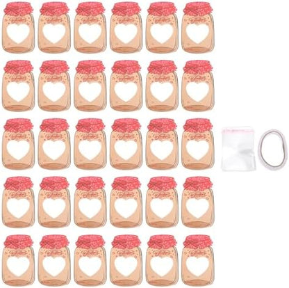 Xyntor Jar Shaped Greeting Cards Set | 30 Cards + 30 Plastic Bags + Double Sided Tape | Creative Craft Kits for Young Crafters/Weddings/Parties | Interactive DIY Card Making Supplies by Unknown