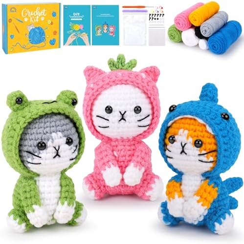 Fortuning's JDS Crochet Kit for Beginners, 3 PCS Crochet Animal Kits by FortuningsJDS