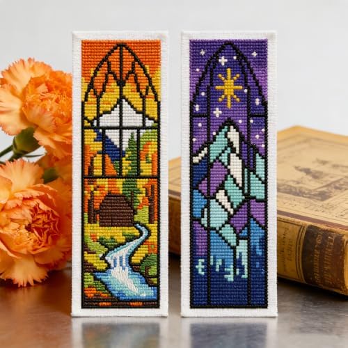 ACRNIGHEET 6PCS Cross Stitch Kits Stamped Cross Stitch Bookmark Kit for Beginner Adults Window View DIY Embroidery Bookmark Kit Needlepoint Kits with Instructions Book Lovers Craft Gift 8.5''x3'' 11CT - Image 5