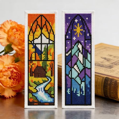 ACRNIGHEET 6PCS Cross Stitch Kits Stamped Cross Stitch Bookmark Kit for Beginner Adults Window View DIY Embroidery Bookmark Kit Needlepoint Kits with Instructions Book Lovers Craft Gift 8.5''x3'' 11CT - Image 5