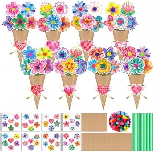 Motipuns 48 Set Graduation DIY Paper Crafts Flower Bouquet Craft Kit Bouquets Make Your Own Tulip Thankful Gifts for 2026 End of Year Last Day of School Gifts Home Classroom Activities by Motipuns