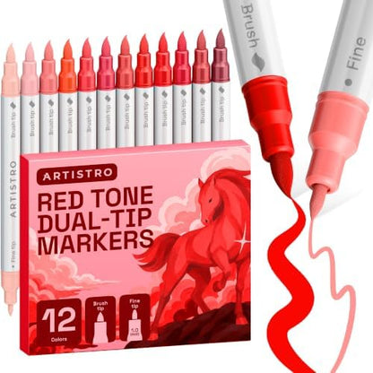 ARTISTRO 12 Red Tones Dual-Tip Acrylic Paint Marker Pens for Drawing by ARTISTRO