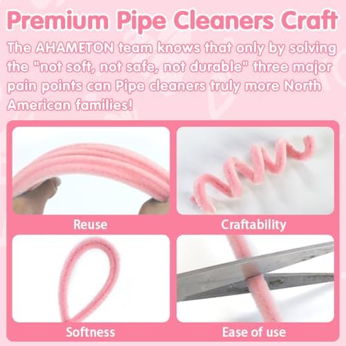 AHAMETON 620Pcs Pastel Pink Pipe Cleaners Flower Kit,Chenille Stems Craft - Image 3