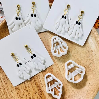 Xaekicr Halloween Ghost Polymer Clay Cutters – 3 Pcs Spooky Clay Cutters for Earrings and DIY Crafts, Polymer Clay Tools for Jewelry Making - Image 4