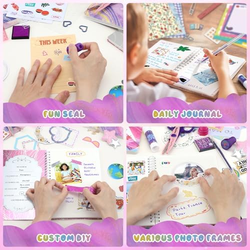 PERRYHOME 2-Pack DIY Journal Kit for Girls - 200+Pcs Journal Set for Teen & Tween Girls, Journaling Art & Crafts Kits, Birthday Gifts for 8 9 10 11 12 13 14 Year Old Girl - Image 6
