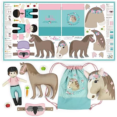 kullaloo Horse-Themed Fabric Panel Sewing Kit ✦ Cut & Sew DIY Project for Kids & Beginners ✦ Includes 8 Projects – Great for Girls, Boys, and Family Craft Time (Horse Love) by kullaloo