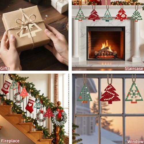 MACTING 27PCS Wooden Christmas Ornaments Unfinished Predrilled Natural Wood Slices DIY Blank Hanging Ornaments Kit for Crafts Centerpieces Christmas Tree Decorations, 9 Styles - Image 2