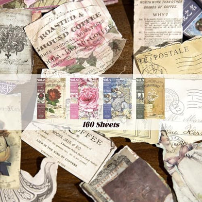 160Pcs Vintage Scrapbook Paper, Double-Sided Junk Journal Paper, 4 Styles - Image 4