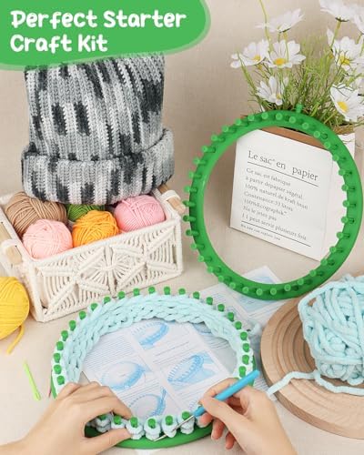 Aeelike 2 PCS Round Knitting Loom for Hat Socks DIY Crafts, 9.4inch - Image 2