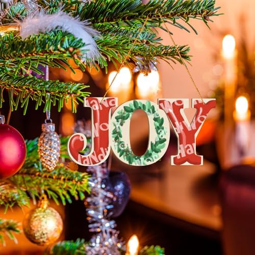 Large Christmas Wooden Ornaments to Paint 10Pcs, DIY Blank Unfinished Joy Wood Cutout Ornament for Crafts Hanging Decorations, Thanksgiving Wedding Birthday Party Decoration - Image 4