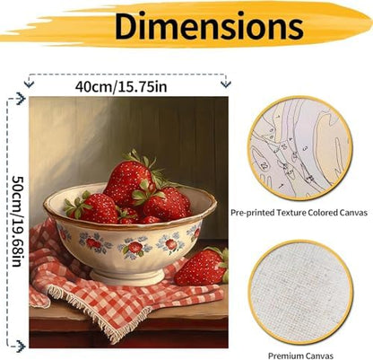 pchmcu DIY Strawberry Paint by Numbers Kits for Adults,Vintage Paint by Number for Adults Beginner, Paint by Numbers Kits on Canvas Without Frame for Home Wall Decor 16x20inch - Image 4