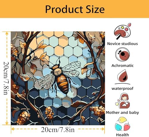 Mowana Paint by Numbers Kit for Adults Framed Canvas - with Wooden Easel, Adults' Paint-by-Number Kits Bee DIY Acrylic Oil Painting Kits Arts Crafts 7.8x7.8inch - Image 3